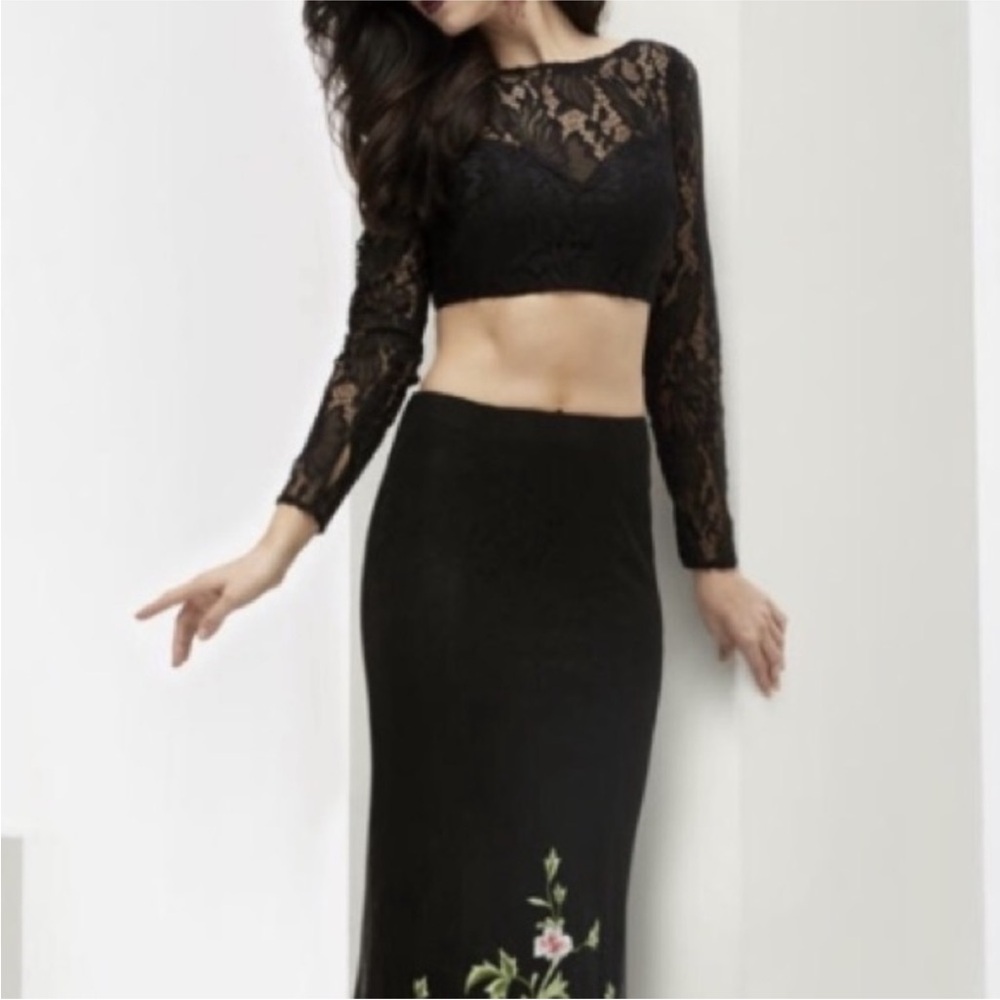 🔴FINAL CLEARANCE NEW JASZ COUTURE SZ 8 TWO PIECE BLACK LACE FLORAL FORMAL GOWN - Picture 10 of 10